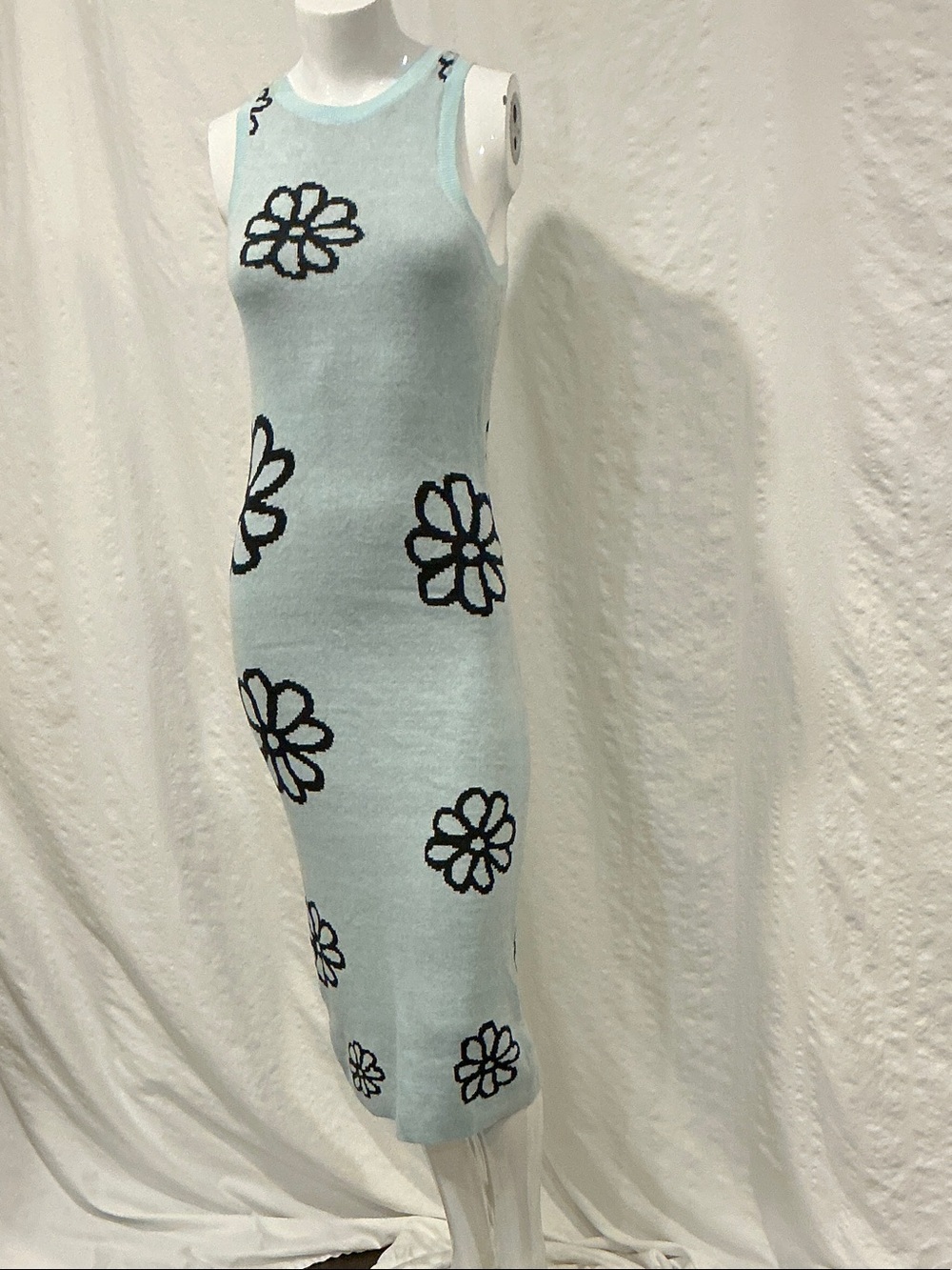 wild fable Light Blue Floral Knit Tank Dress